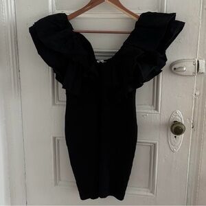 black Zara ruffled sleeve body con dress size L